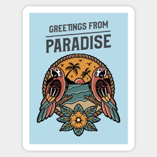 Tropical Paradise Parrots Sticker